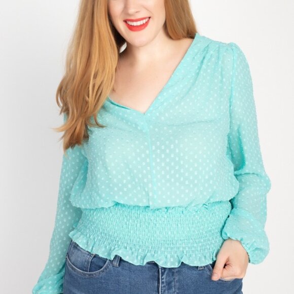 Waist Smoking V Neck Blouse - Picture 1 of 5